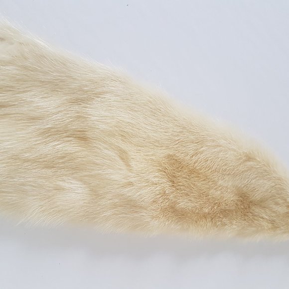 60s Vintage White Mink Fur Collar, Cream White Real Mink Fur Scarf - Picture 3 of 10